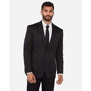 New mens sz 44S short slim Express performance solid black 2 button lapel Blazer